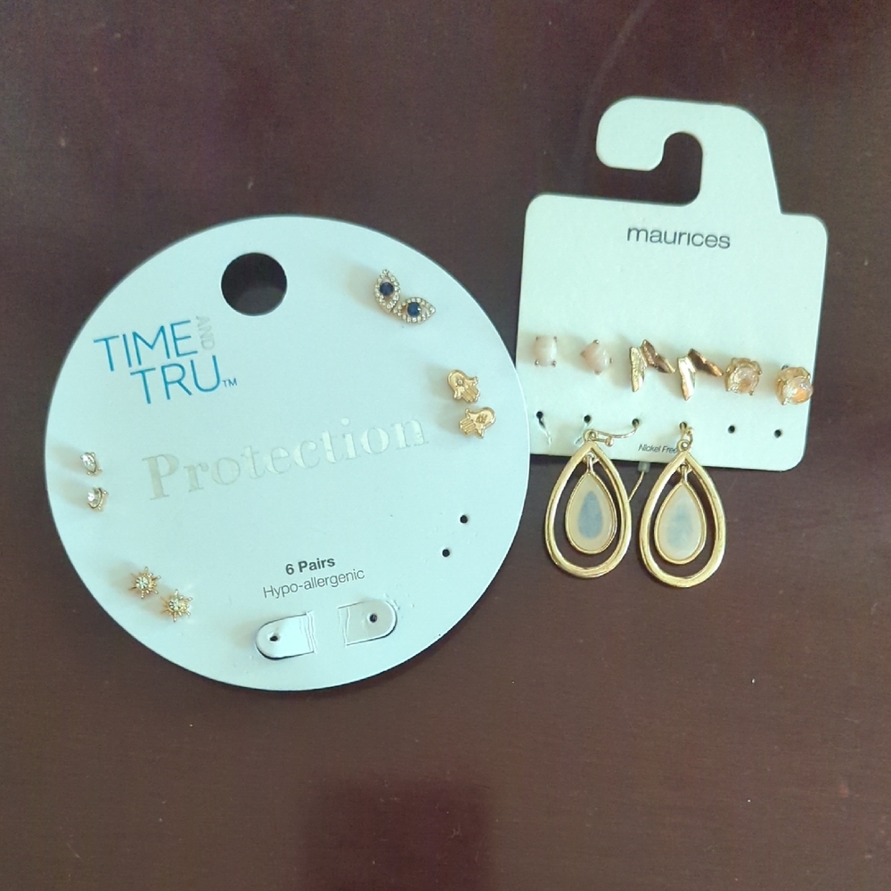 Time and Tru Gold and Silver Geometric Earrings